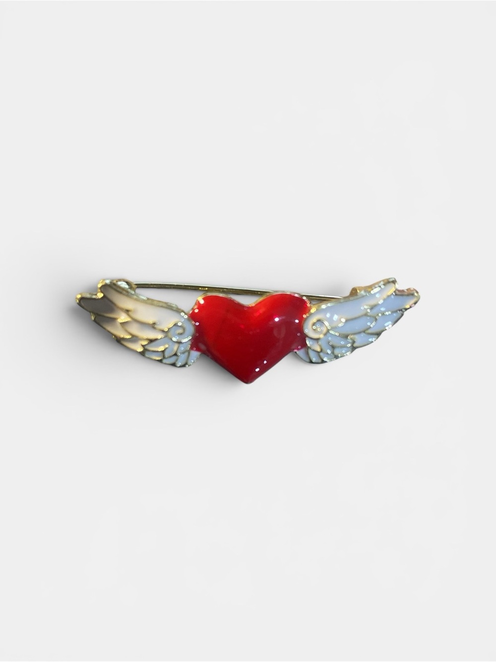 Red Heart with Wing Enamel Brooch - Women Jewelry
